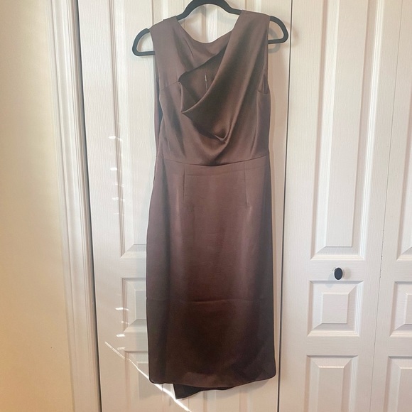 NWT Reiss Julietta brown satin midi dress size 4 - Picture 4 of 8